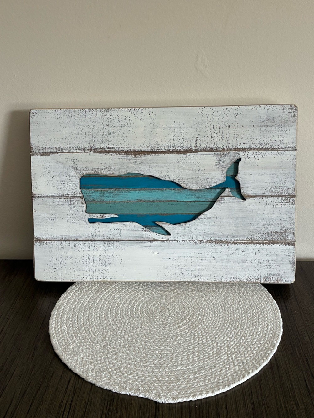 Primitive by Kathy  Blue Whale Wooden Wall Art - Nautical Home Decor